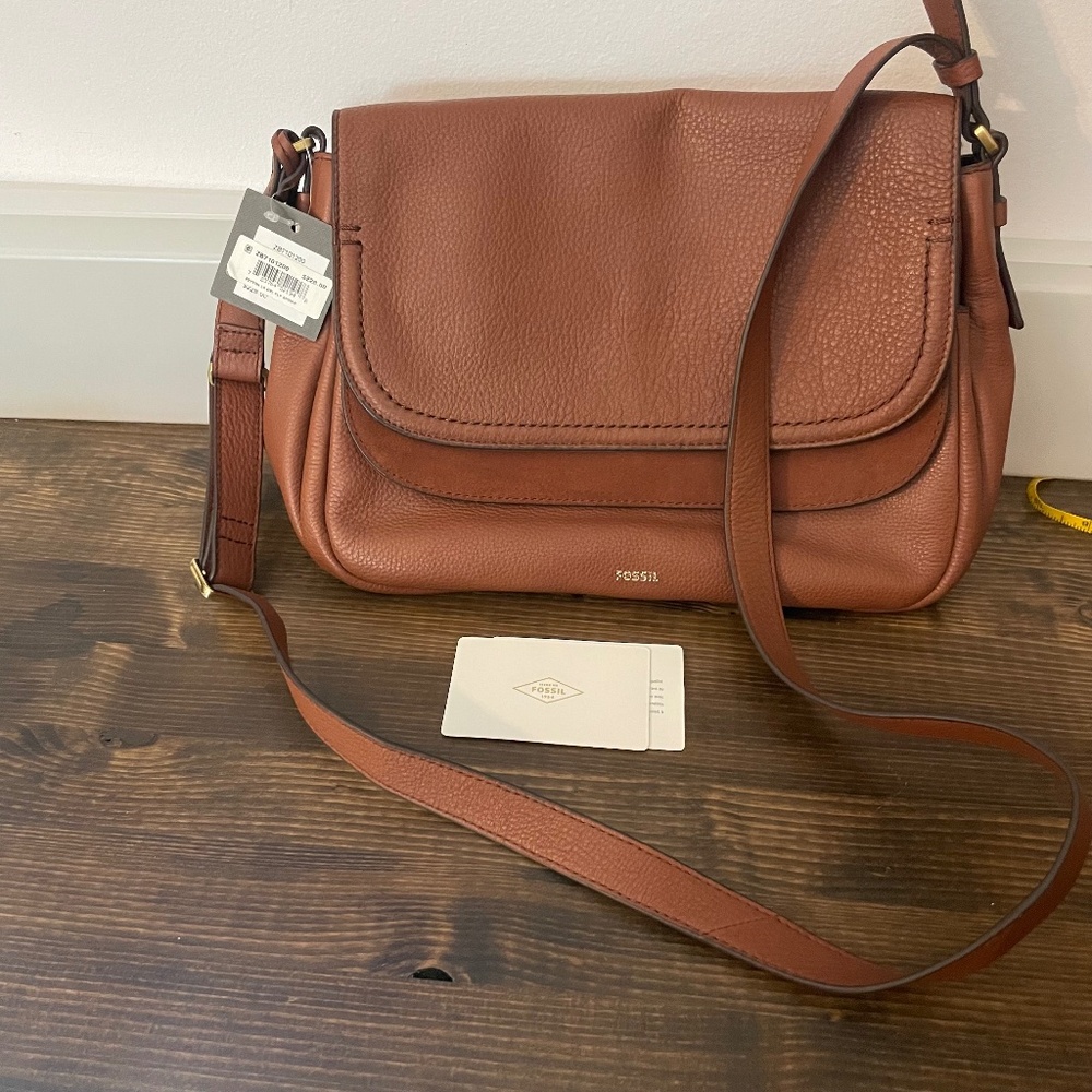 Fossil peyton large double flap Crossbody Brown